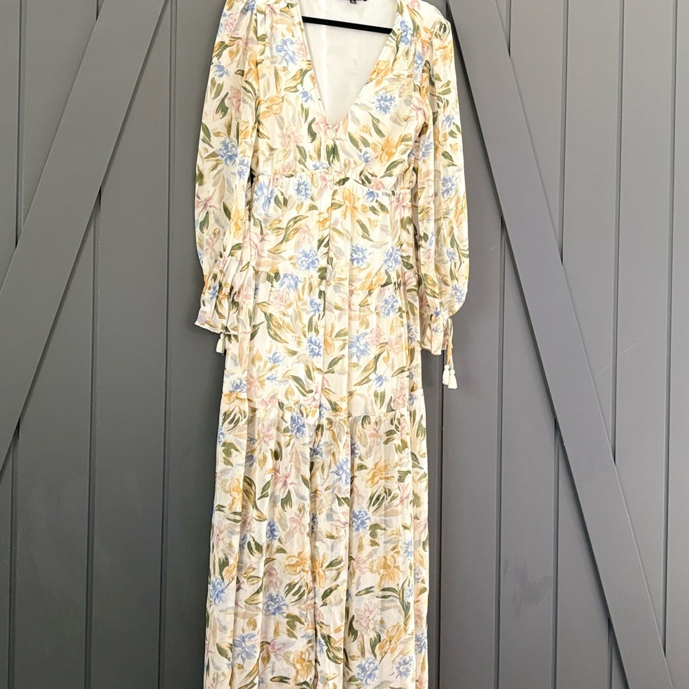 Aakaa Floral Long Sleeve Maxi Dress